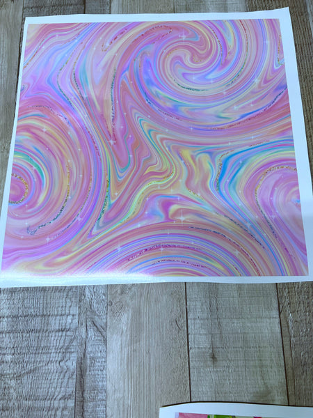 Rainbow swirl 12x12 Clear Cast