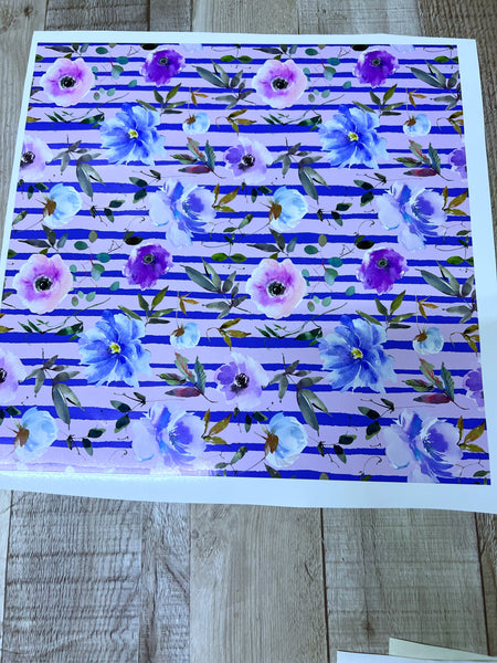 Purple stripe floral 12x12 Clear Cast