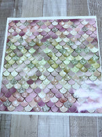 Rose Gold/ pink mermaid scales 12x12 Clear Cast