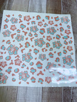 Mint / coral tropical flower 12x12 Clear Cast