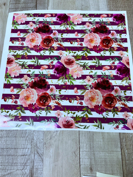 Maroon stripe floral 12x12 Clear Cast