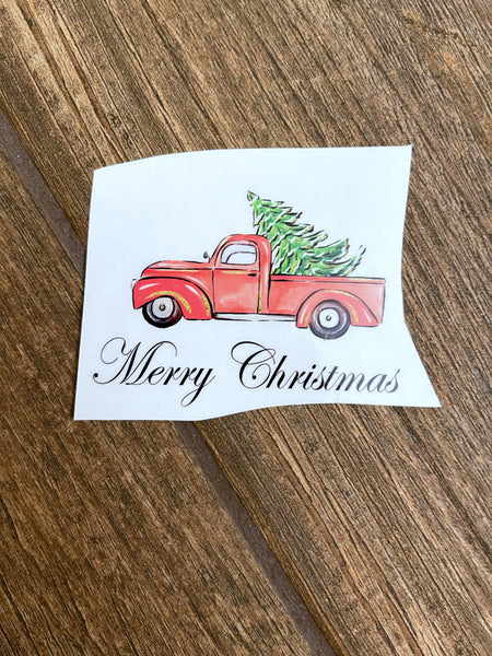 Merry Christmas Red Truck small Clear Cast