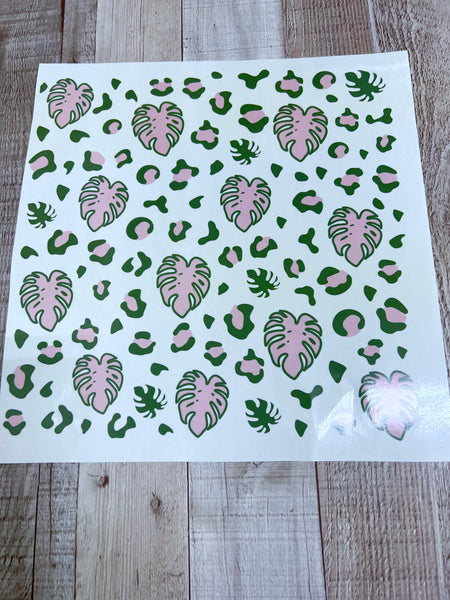 Pink/green tropical 12x12 Clear Cast