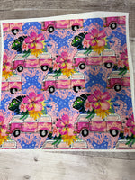 Floral Bus 12x12 white Cast