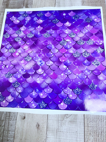 Purple mermaid scales 12x12 Clear Cast