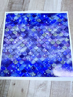 Purple/Blue mermaid scales 12x12 Clear Cast