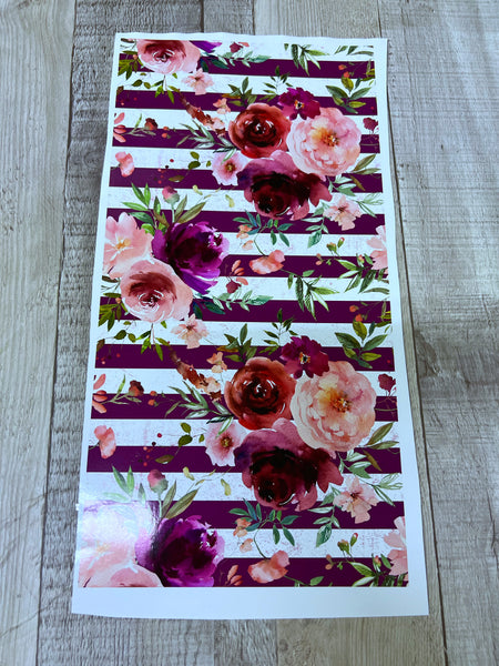 Maroon stripe floral 6x12 White Cast