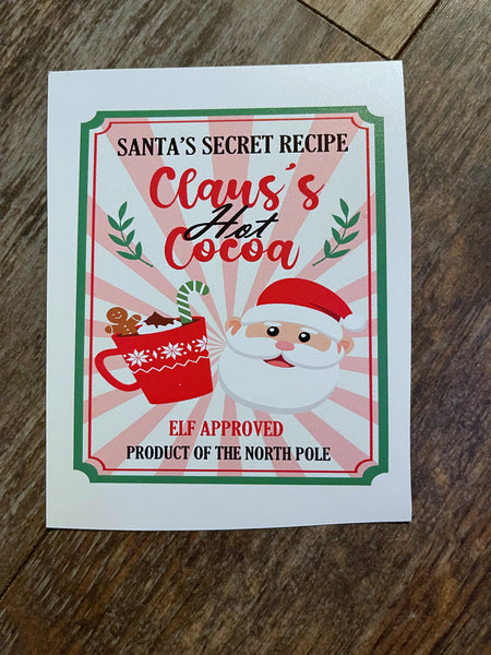 Santa hot coco Label White Cast