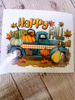 Happy Fall Teal Truck Clear Cast