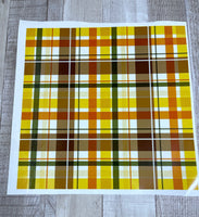 Orange / Brown/ Yellow Plaid 12x12  Clear Cast