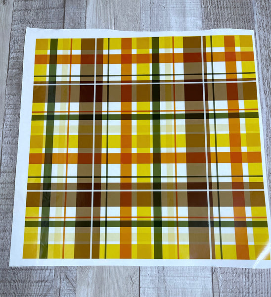 Orange / Brown/ Yellow Plaid 12x12  Clear Cast