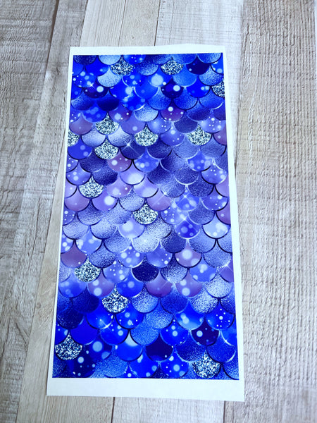 Purple/Blue mermaid scales 6x12 Clear Cast