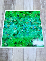 Green mermaid scales 12x12 Clear Cast